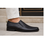 Pantofi bărbați negri din piele naturală slip-on cu textură fină PB2265ELN